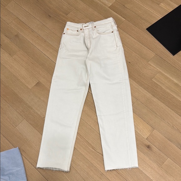 Re/Done Denim - Re/Done 70s Stove Pipe White(blue tint) Straight Leg Jeans